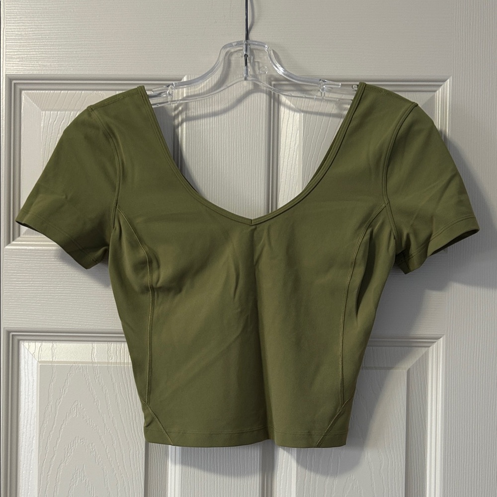 Lululemon Olive Green Short Sleeve Workout Top
